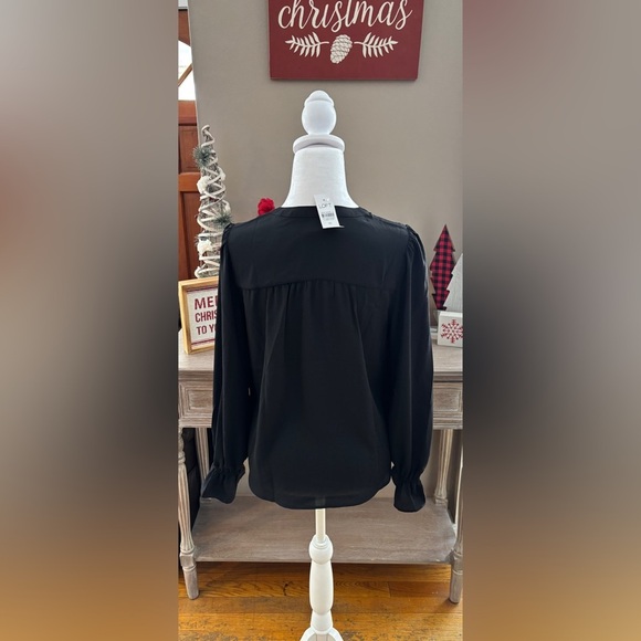 NWT Loft Ruched Yoke Ruffle Cuff Blouse - Picture 5 of 7